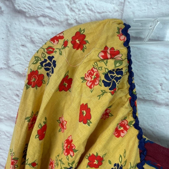 Gunne Sax Rare Black Label Medieval Style Floral Yellow Maxi Dress Size 5 - Picture 13 of 16